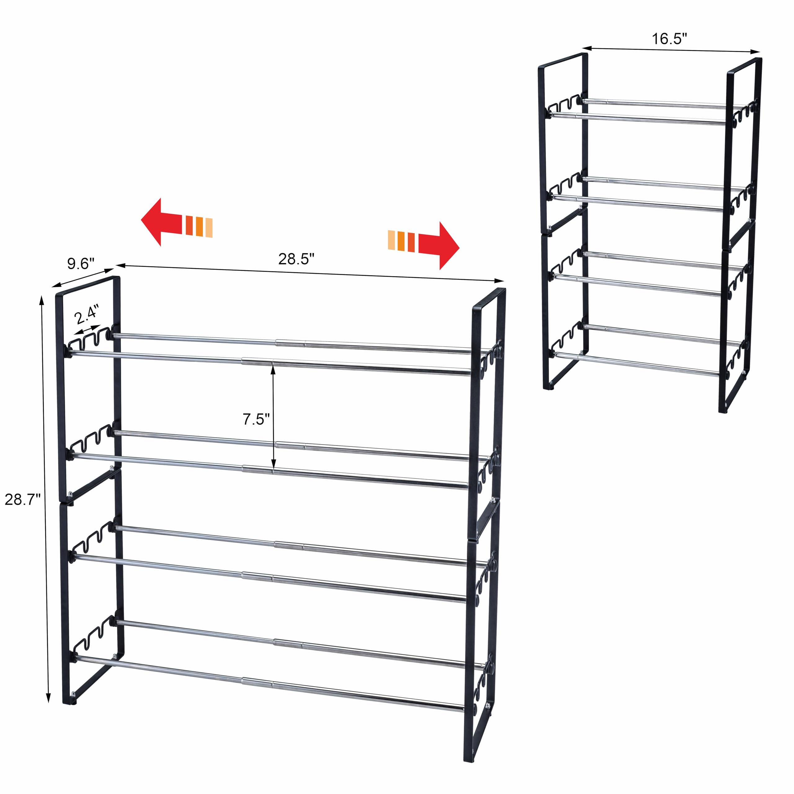 Amazon.com: L&H UNICO Adjustable 4 Tier Metal Shoe Rack