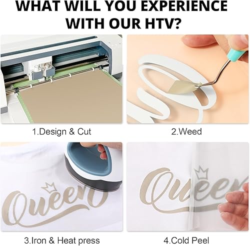 Miniatura 251 de HTVRONT - Rollo de vinilo termotransferible, 12 in x 8 ft, para diseños en camisetas, fácil de cortar y despegar, para planchar y máquinas Cricut