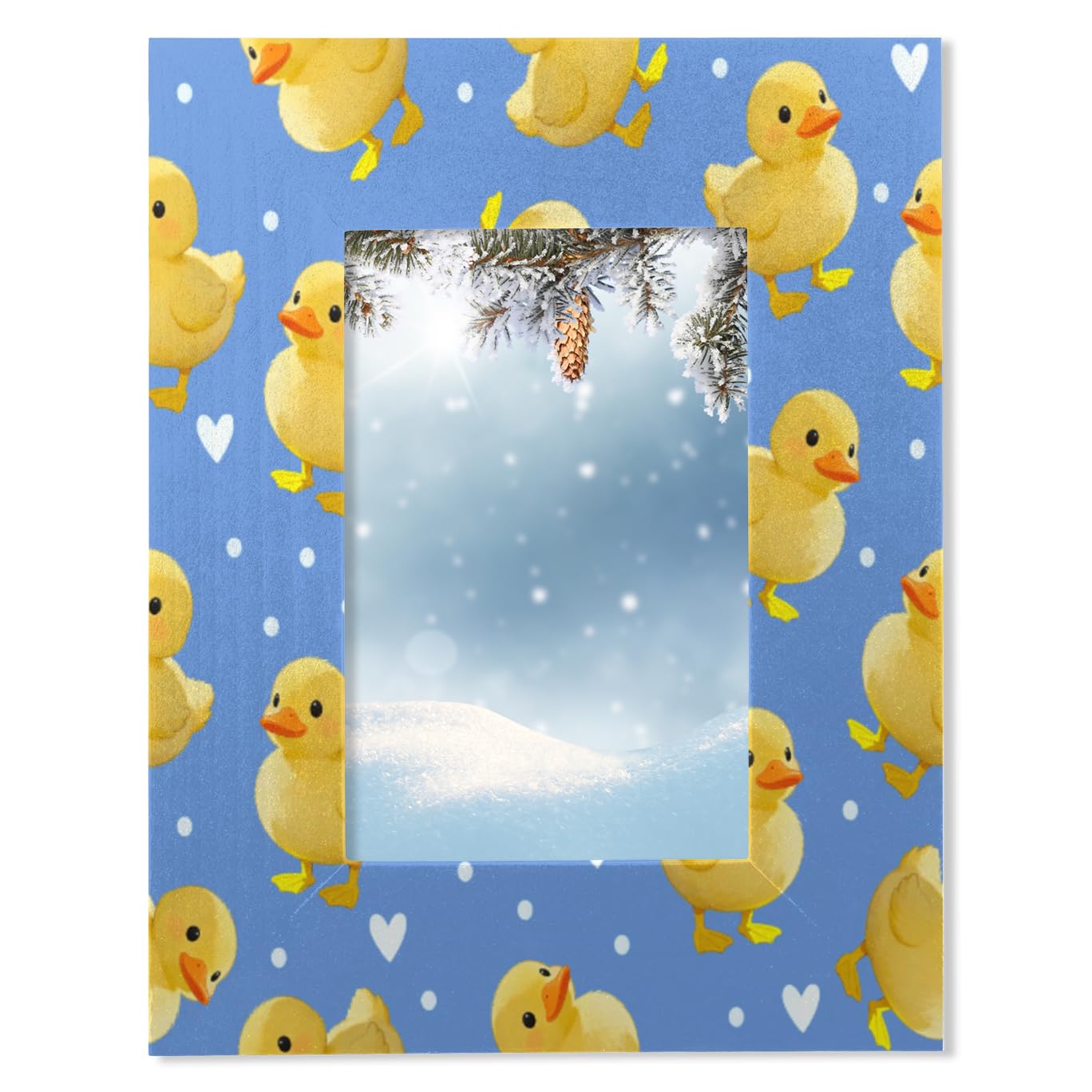 Aglebo Little Yellow Duck 4x6 Picture Frame Picture Frames for Tabletop Display Wall Mounting Solid Wood Picture Frame with Acrylic Fits 4x6 or 3.5x5