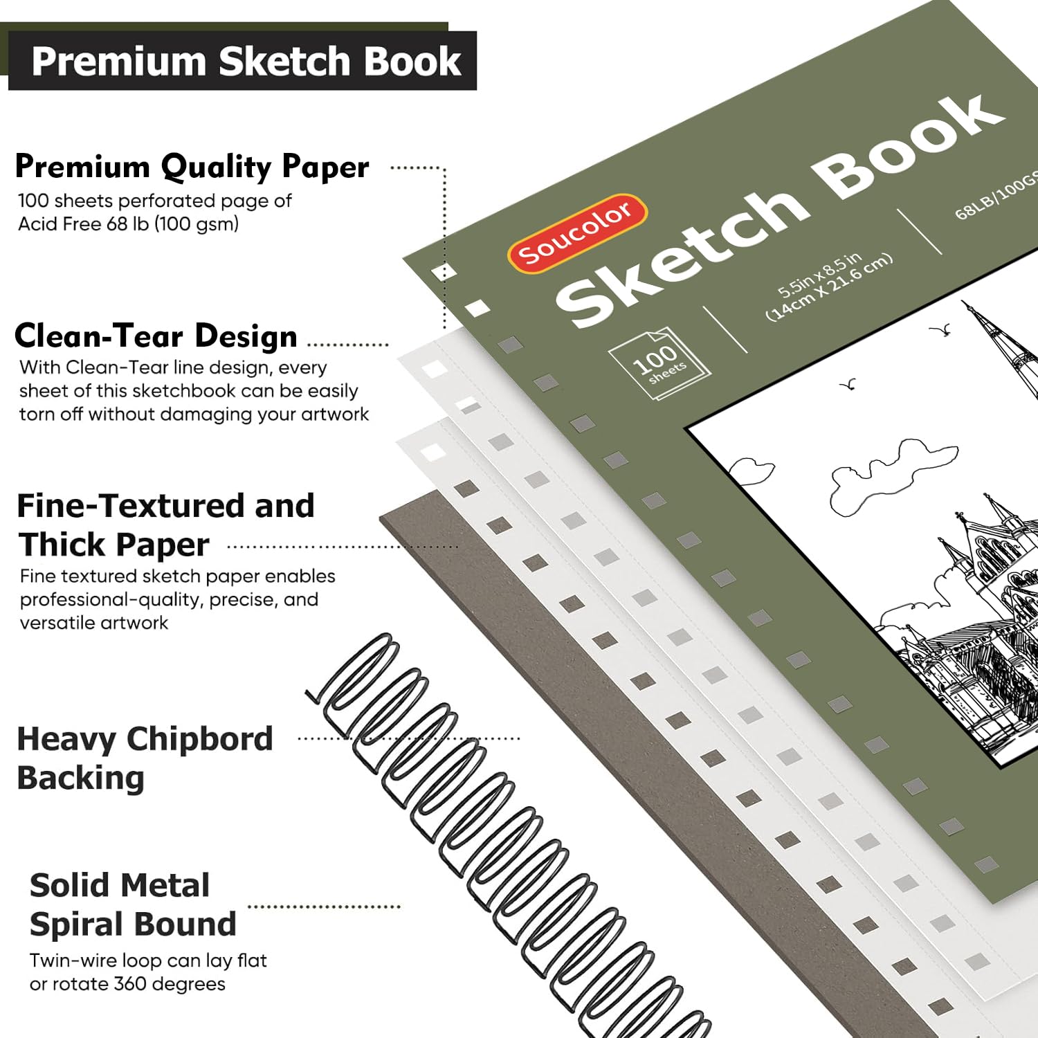 Soucolor Sketchbooks - 2 Pack Mini Sketch Books -2