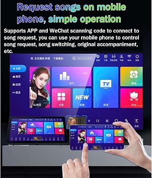 19.5-inch Touch Screen Karaoke Machine, Mobile Phone Control, Online/offline Use, Amplifier Function, Over 20 Languages, with Microphone, Home/KTV