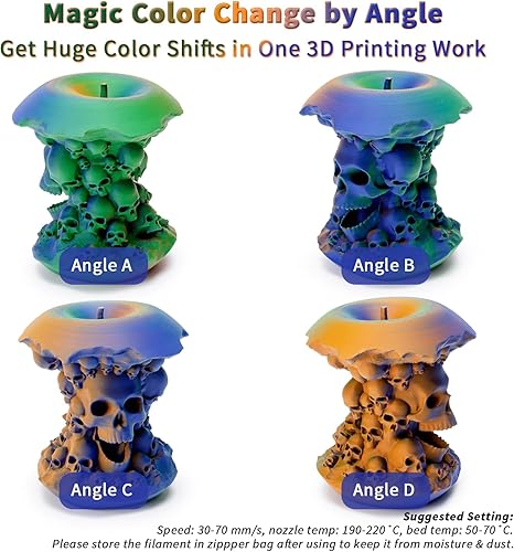 Miniatura 8 de ZIRO Filamento PLA de 0.069 pulgadas, filamento de impresora 3D brillante sedoso multicolor, cambio de degradado de color, cambio de color más