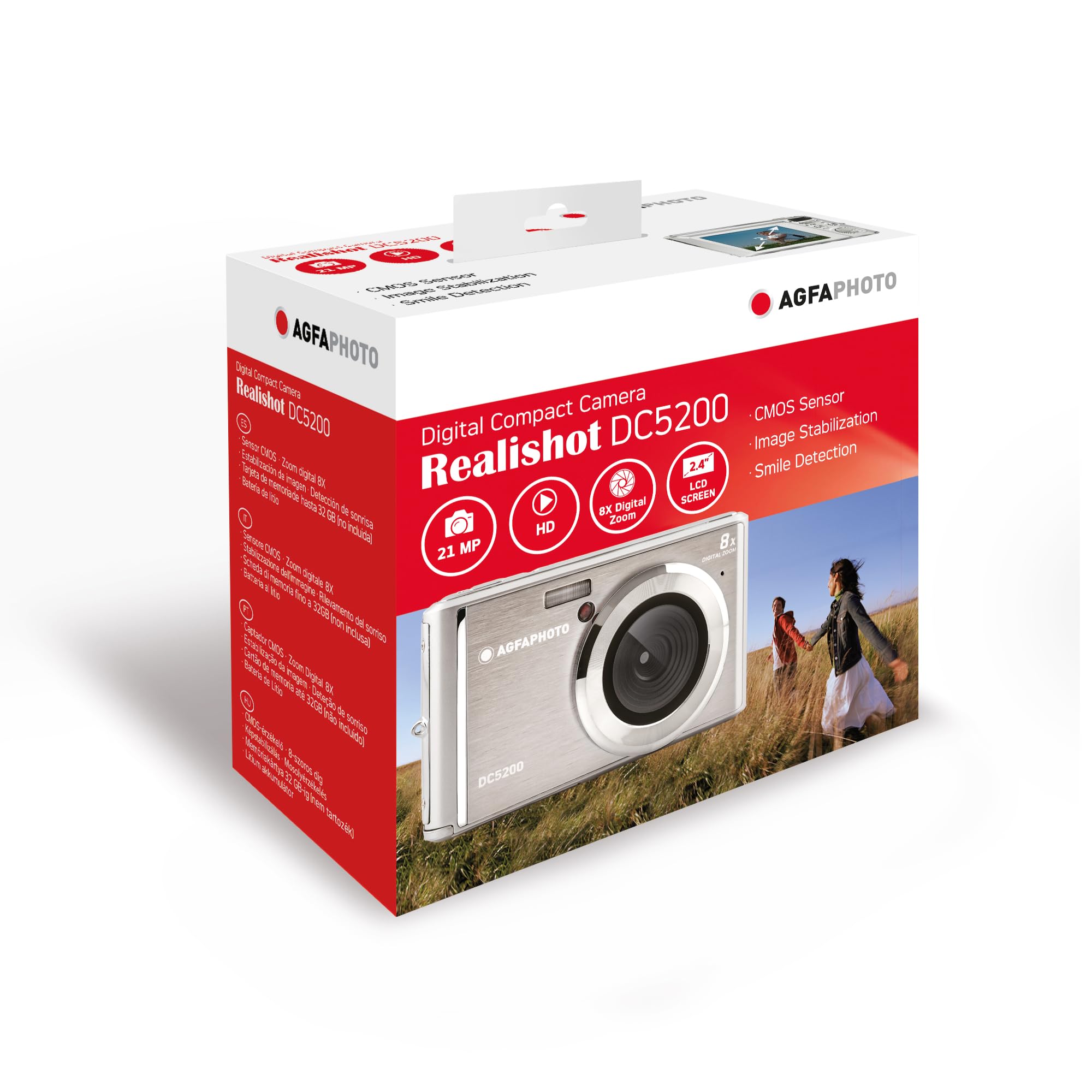 Agfa Photo - Cámara Digital compacta con 21 Mpx, Sensor CMOS, Zoom Digital 8X y Pantalla LCD, Color Plateado
