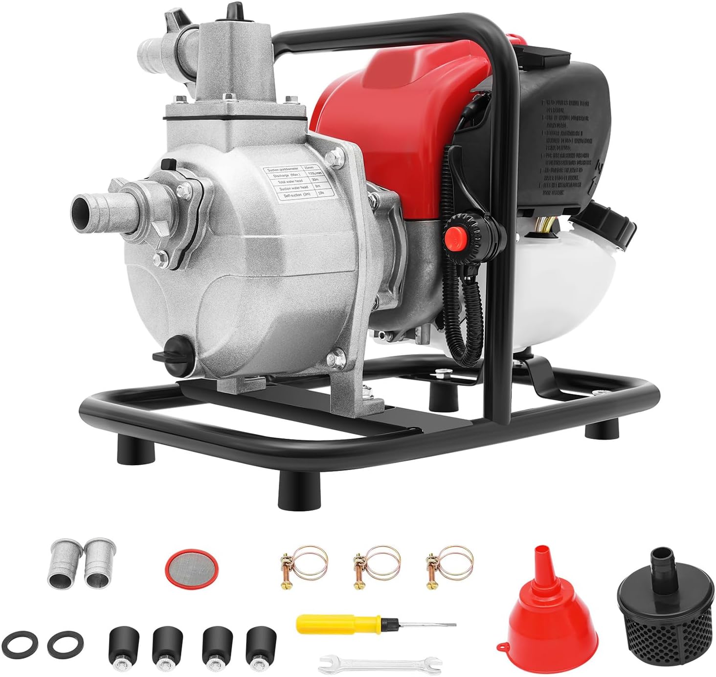 Water Pump 4 Stroke 38CC Gasoline Engine Trash Pump 1-inch Gas Powered Water Delivery High-pressure Pump Transfer Pump 30m/98ft Lift for Irrigation Pool, Landscaping or Gardening Irrigation