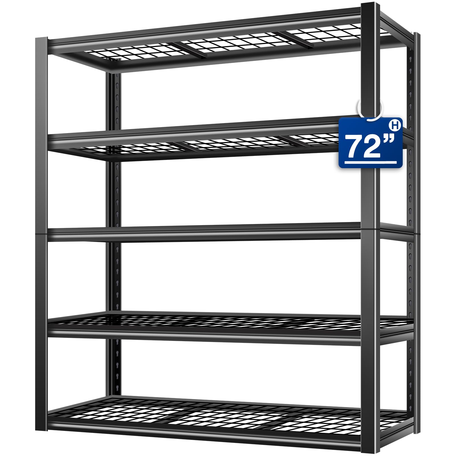 BILT HARD 48”W x 18”D x 72”H Garage Shelving, 5-Tier Heavy Duty Storage Shelves for Garage, Basement, Warehouse, Workshop, 3000 lbs Capacity