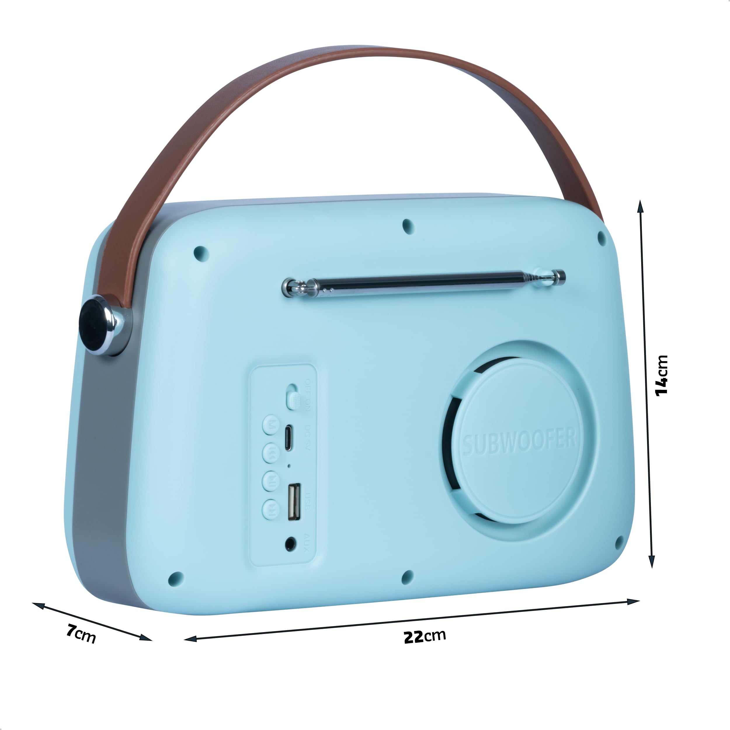 Madison FREESOUND-VR30BL-DAB Radio DAB+ vintage a batteria lunga DAB+ FM Bluetooth USB Subwoofer posteriore Blu opaco