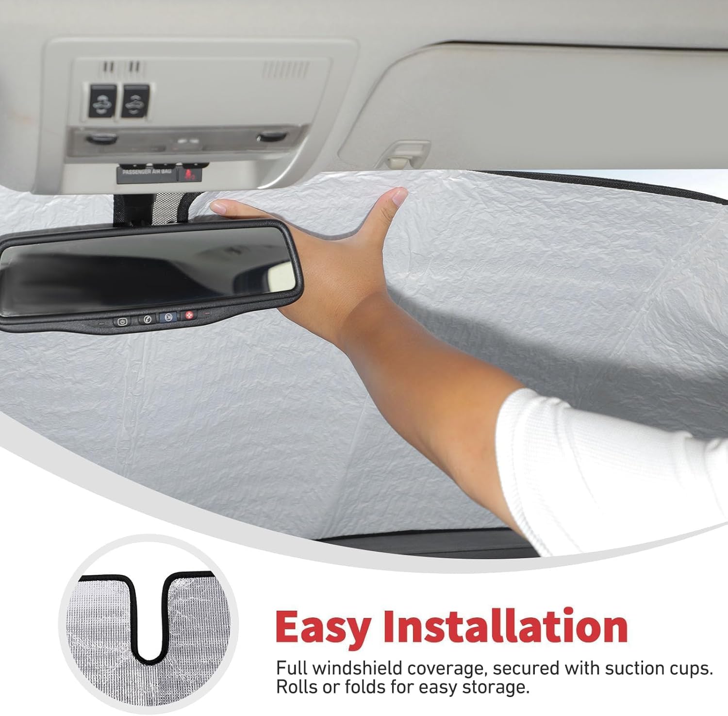 Linskip Custom Windshield Sunshade for 2009-2014 Ford F150 – Reflective Outer Layer Sun Visor for Heat & UV Protection, Interior Accessories