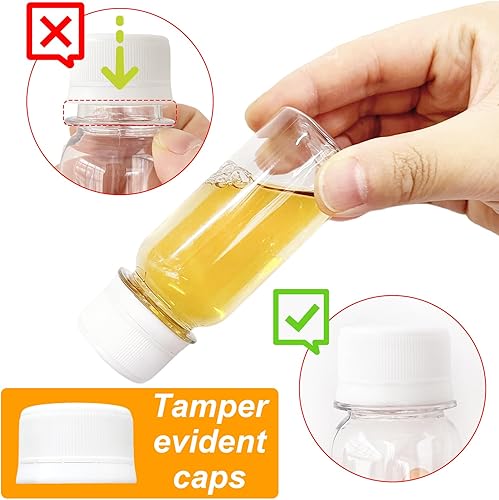 Miniatura 2 de 30 botellas de plástico pequeñas de 2 onzas para líquidos, chupito de jengibre con tapas, botellas vacías para licor, jugo, bodas, fiestas, bricolaje