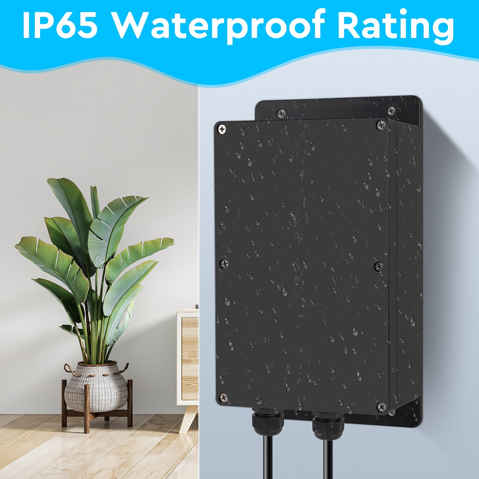 CPROSP Boîte de Dérivation Étanche Exterieur Noir, Boîte Carrée IP65, 230 x 150 x 85 mm, avec Passe Cable pour Ø6-12 mm avec Poignée de Retenue, avec Foret Métallique et Passe-Câbles