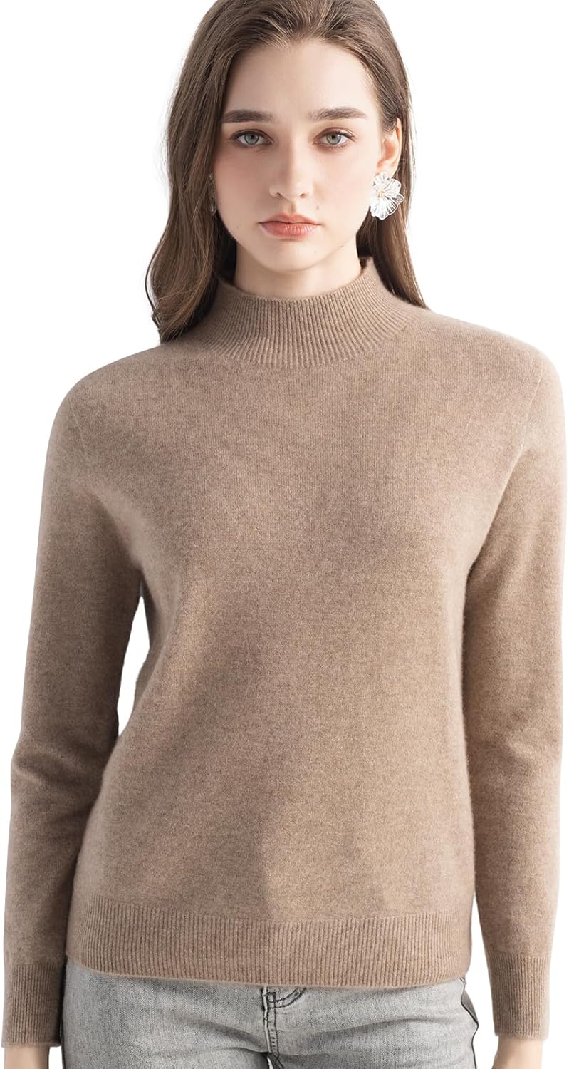Chanyarn Women's 100% Pure Cashmere Sweater Mock Neck Long Sleeve Warm Leisure 2025 Fall Winter Knit Pullover