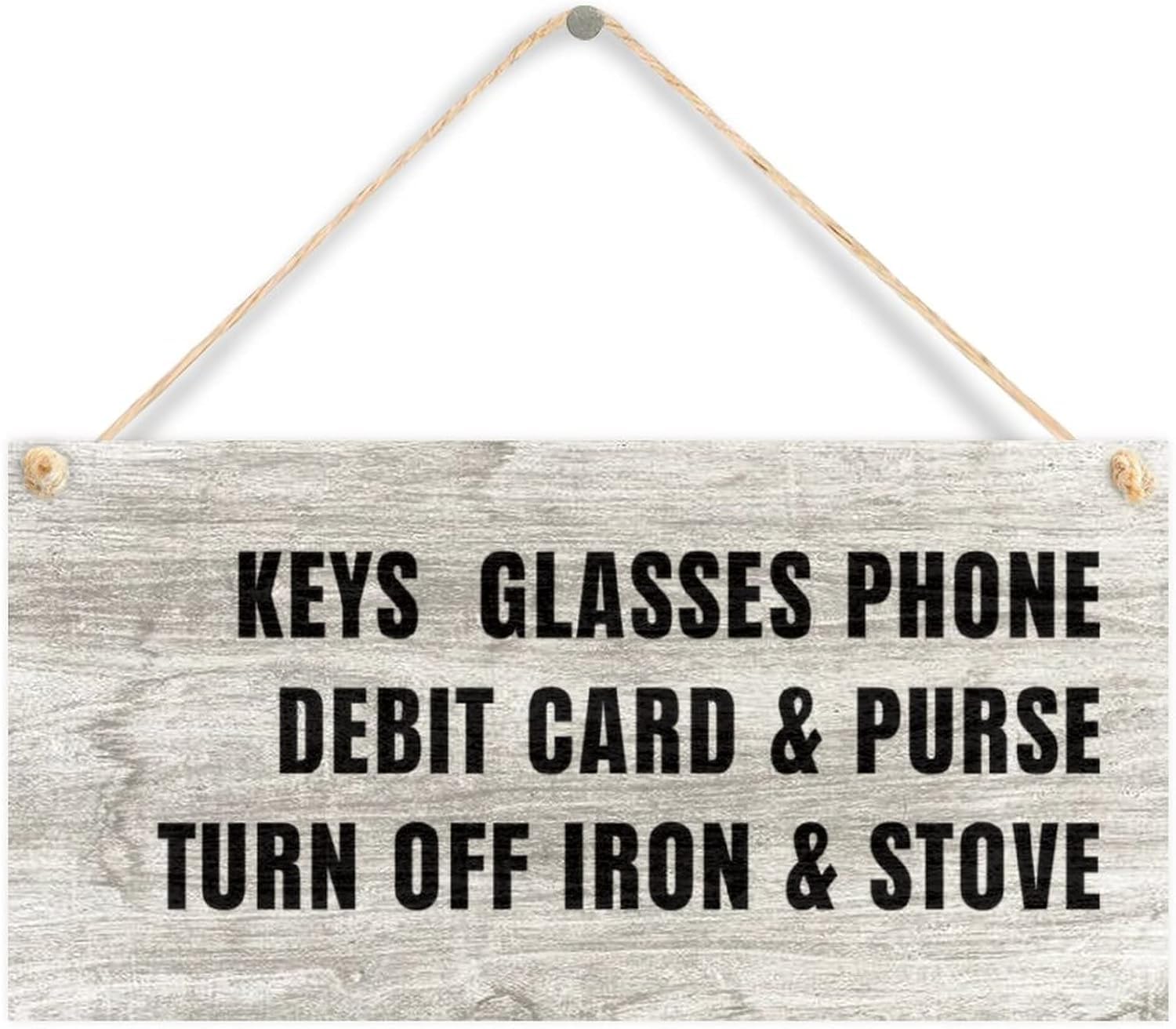Pibonto Women's Wall Art 5X10 Inch Rustic Wood Sign Vintage Wall Plaque Don't Forget Keys Glasses Phone Distressed Look Decorative Sign Wall Pediments Hanging Art Plaque Decor For Door Gate Porch Farmhouse Welcome Sign