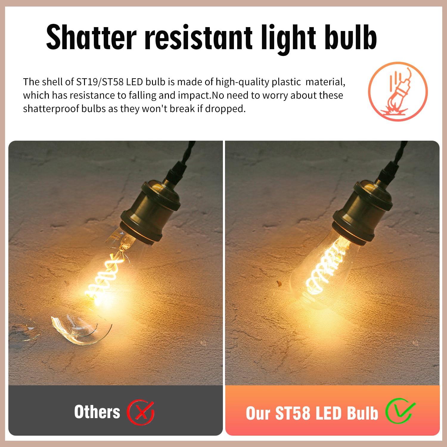 12 sztuk żarówek Edison odpowiednik 60 W, ściemniane żarówki LED vintage, średnia podstawa E26, ciepła biel 2700 K, 6 W, 600 lm, 80 + CRI, antyczna dekoracyjna żarówka LED, Shtterfroof Clear