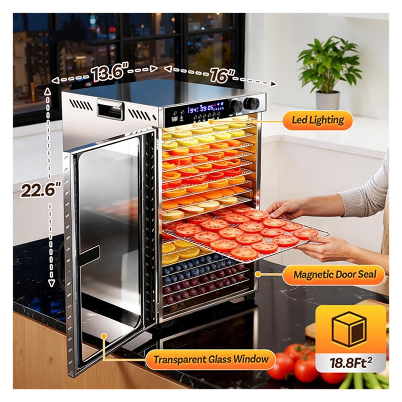 Macchina For Disidratatore Alimentare Con Timer 48 Ore