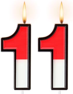 Cartoon Red and White Birthday Cake Candle Numeral Birthday Cake Topper for Animated Decoration Cartoon Party Supplies(Number 11)