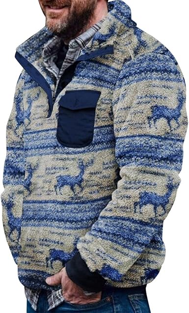 aztec print fleece pullover mens
