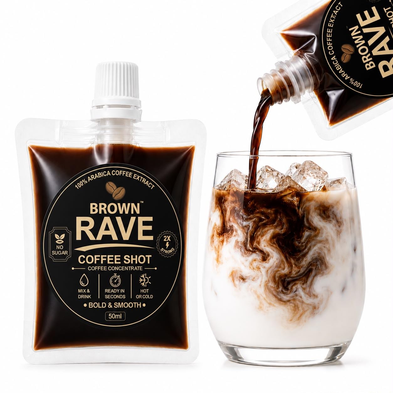 Brown Rave Coffee Shot Concentrate, 100% Arabica, Liquid, 2x Strong, Hot or Cold, Pack of 2 * 50 ml-image-29