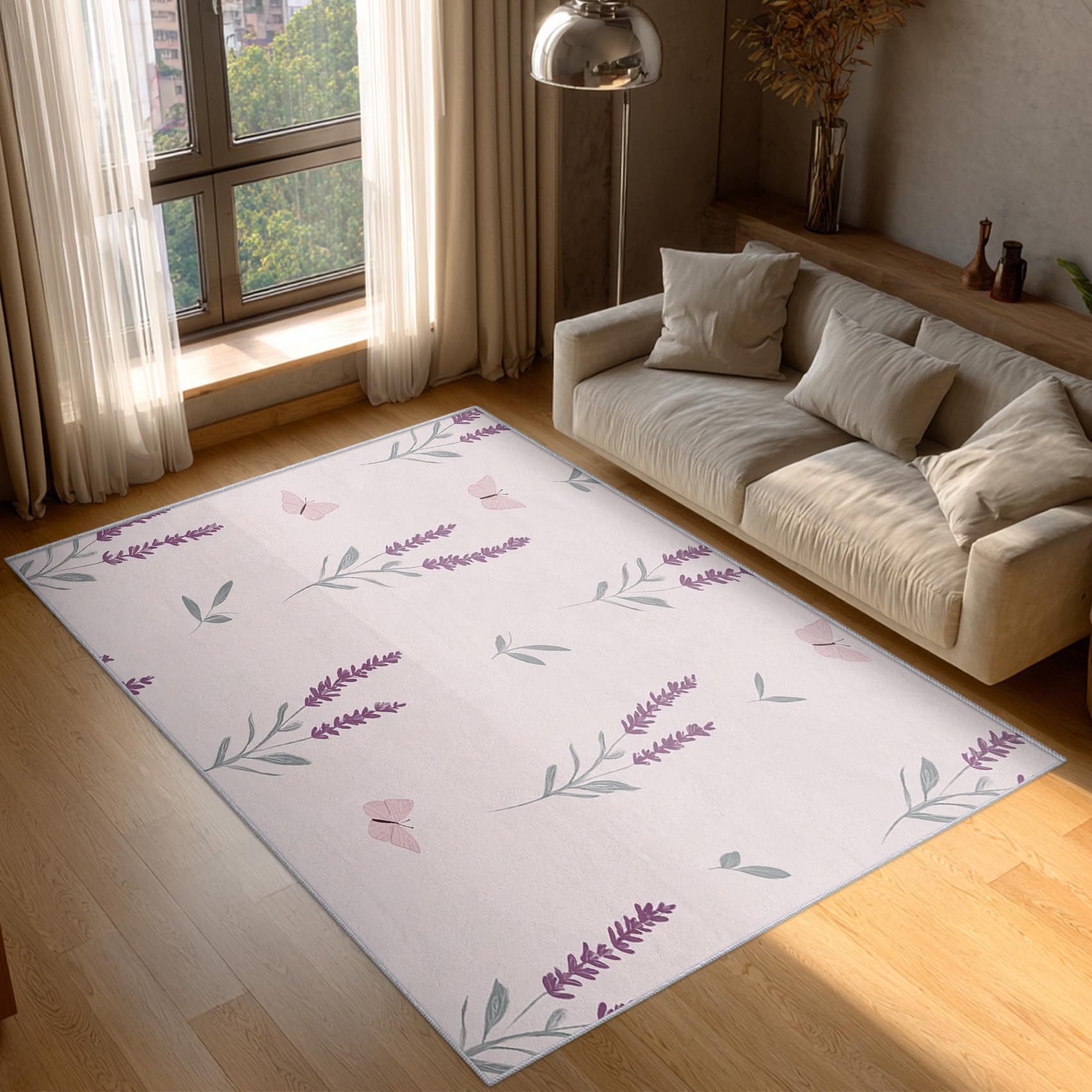Tapis salon lavande Générique 80x150cm moquette poils courts