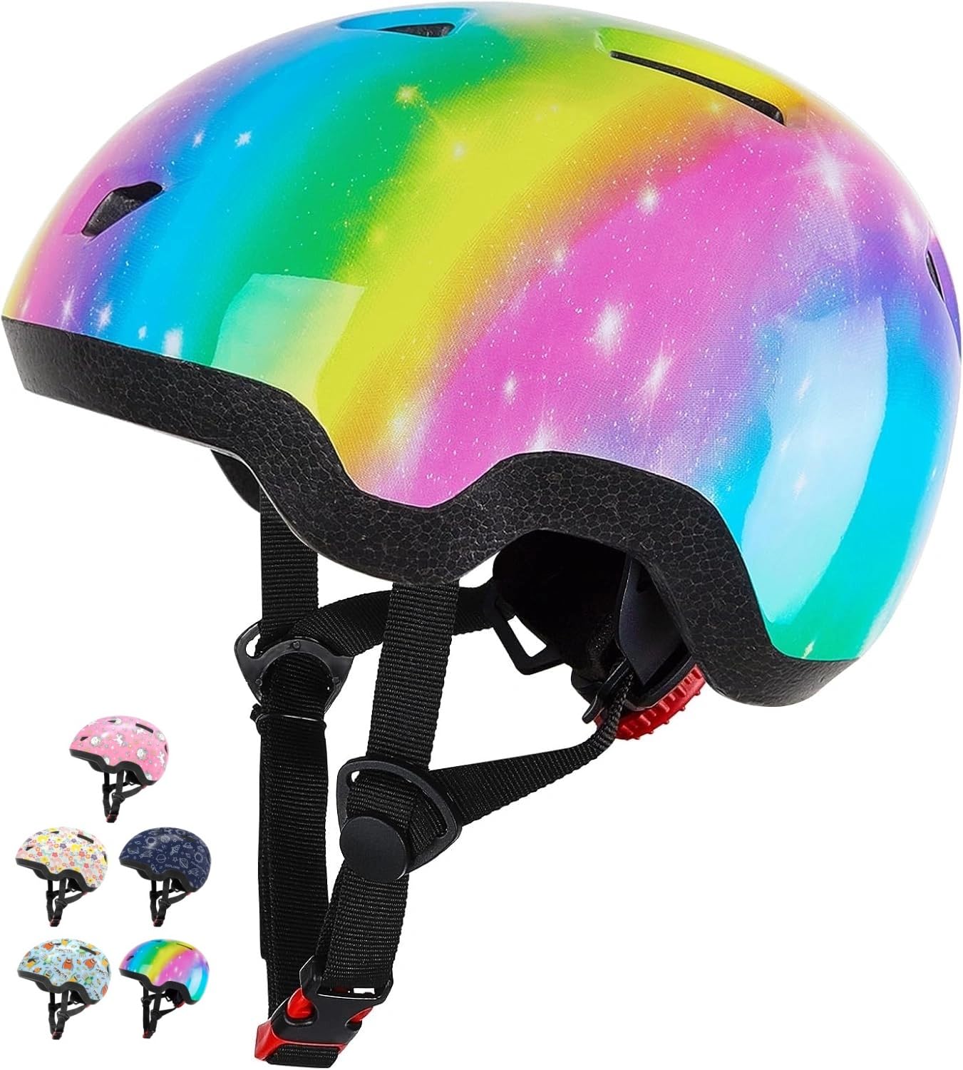 Lyefancy Kids Helmet for 1-8 Years Old, Toddler Helmet for Infant Baby, Printed Character Kids Bike Helmet for Boys Gilrs, Children Helmets for Cycling Scooter Skateboard Skating(Rainbow, S(48-53cm))