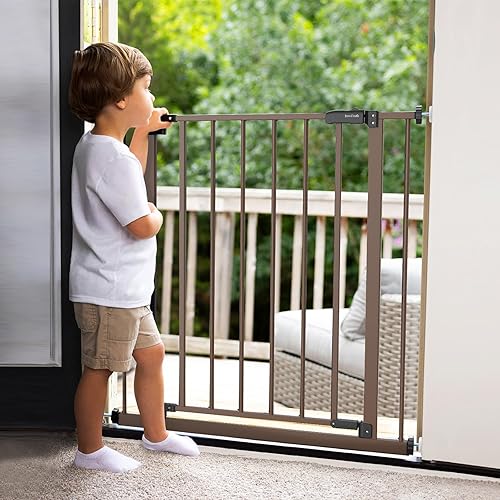 Miniatura 3 de InnoTruth Puerta para bebés de 28.9-42.1 pulgadas de ancho para escaleras, puertas para perros de 30 pulgadas de alto para puertas ampliables con