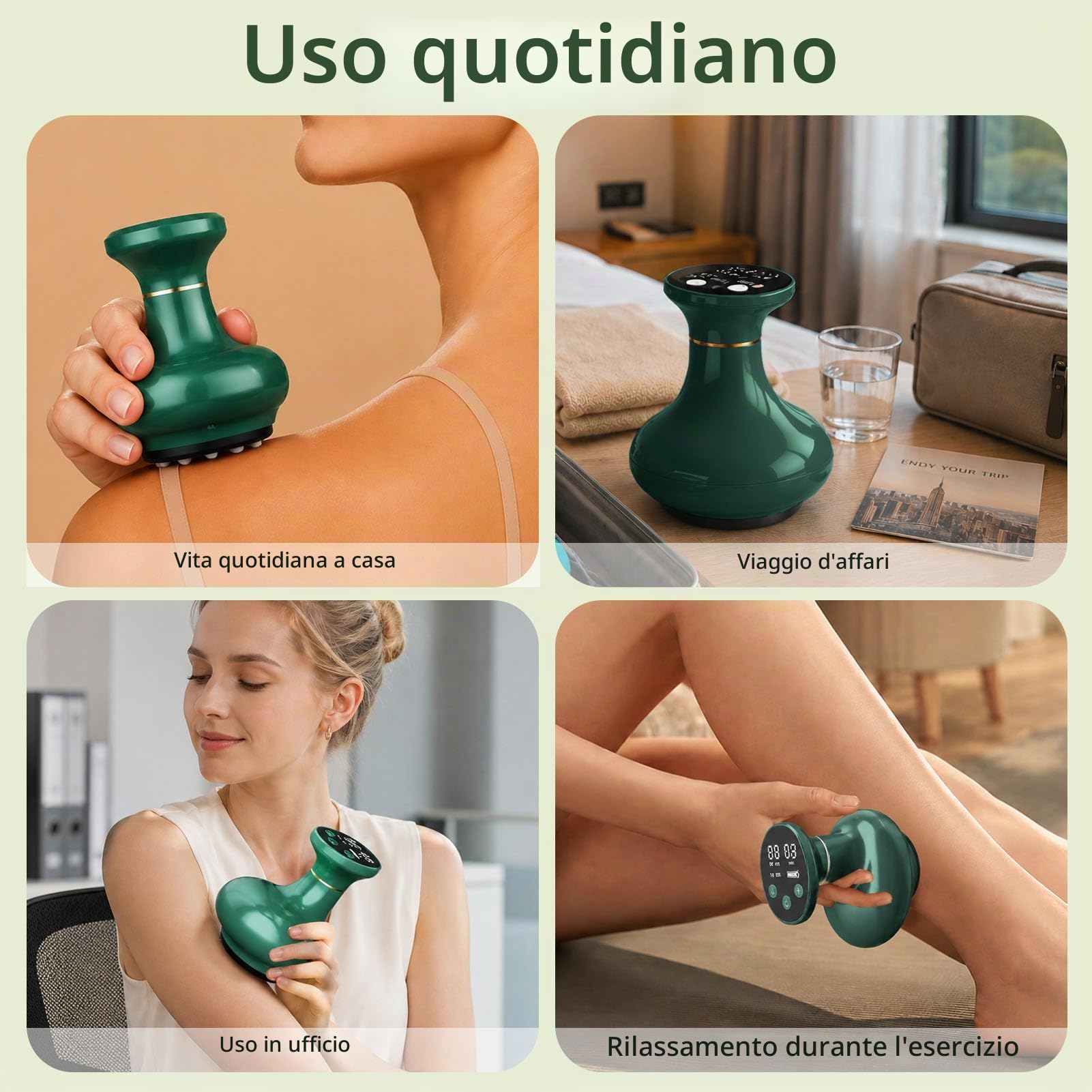 Massaggiatore 4 in 1 Contro Cellulite, Massaggiatore Anticellulite | con Funzione di Calore, Ricaricabile, per Pelle più Soda & Migliore Circolazione del, per Casa e Viaggi