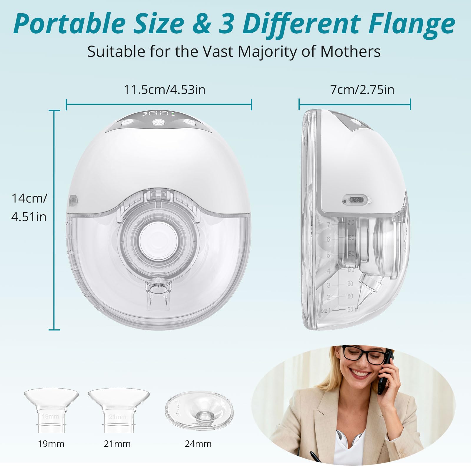 YGiTK 2PCS Hands-Free Wearable Breast Pump, 210mL Large Capacity, Strong Suction & Low Noise - Image 4