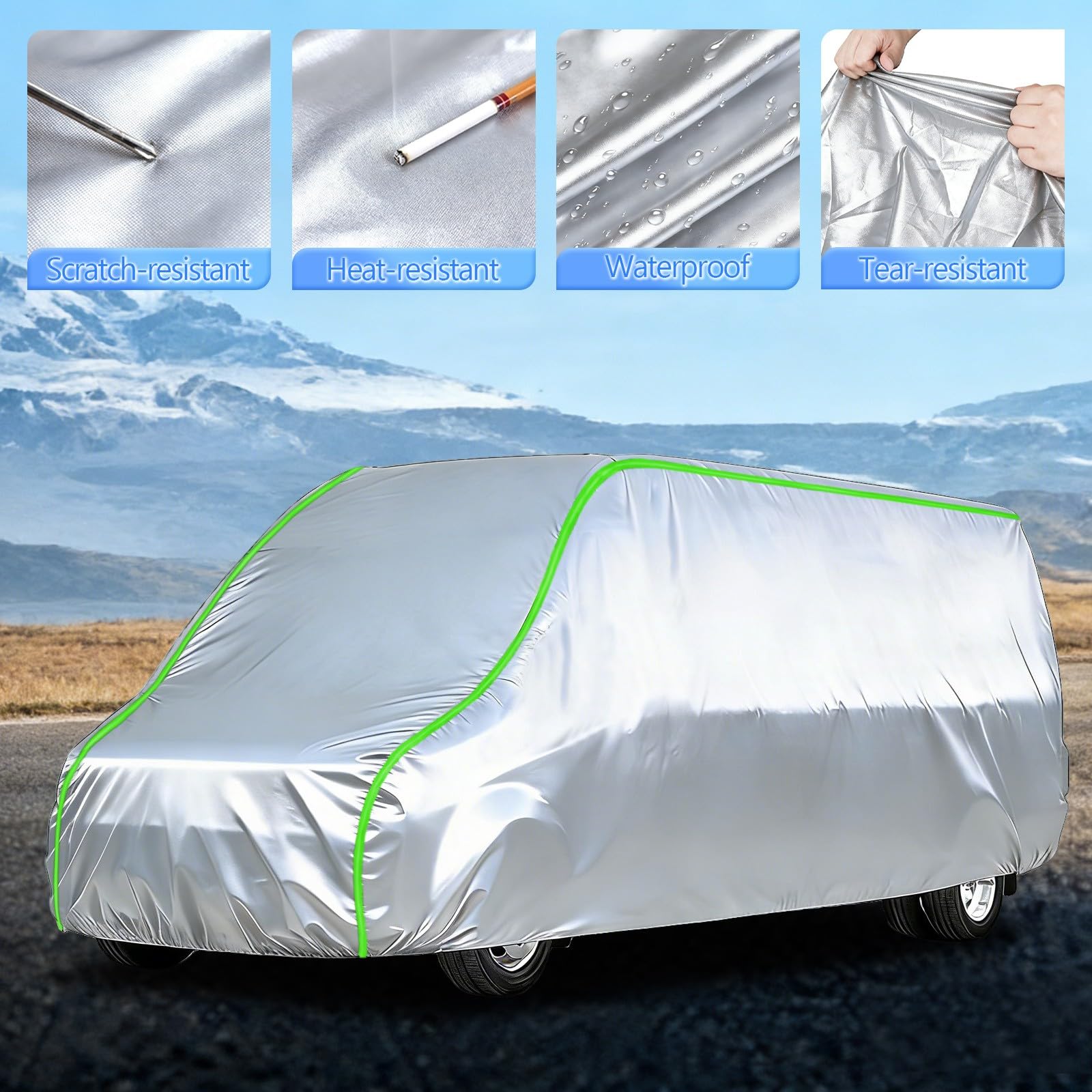 Bache Voiture Exterieur pour Citroen HY | MatéRiau Renforcé, Imperméable, Anti-Poussière, Anti-UV Adapté à Toutes Les Saisons(Argent)