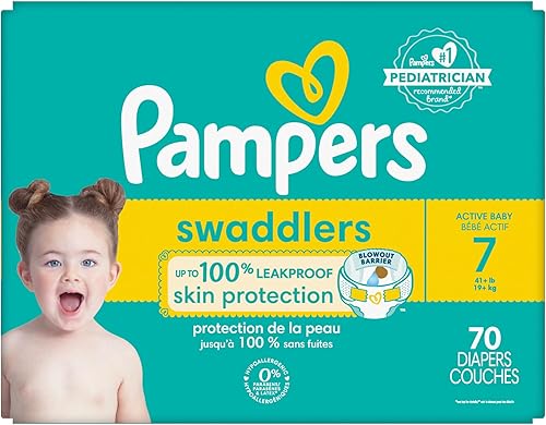 Miniatura 14 de Pañales Pampers Swaddlers, Talla 7 (11.8-22.7 kg), 70 unidades, absorbentes, mantiene al bebé seco y cómodo, pañal desechable seguro para la piel