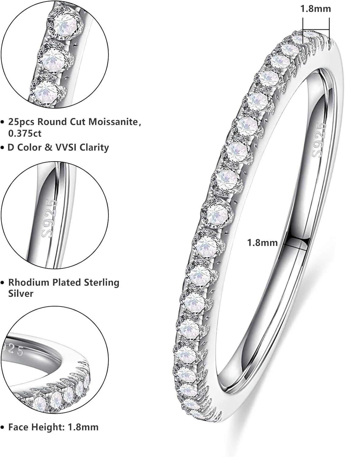 モアッサナイトリング レディース - モアッサナイトソリティア婚約指輪 結婚指輪 エタニティリング Dカラー VVS1 クラリティ