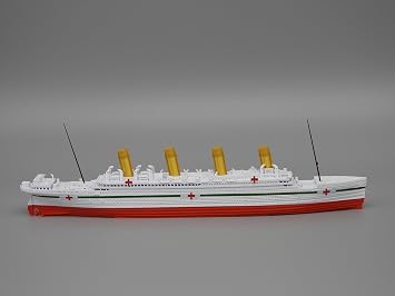 THEROLLER3D HMHS BRITANNIC Model Ship with 3 SeaMines, 1 Ft Long Assembled Titanic Toys for Kids, Historically Accurate Ship, Cake Topper, Figurine, Boat