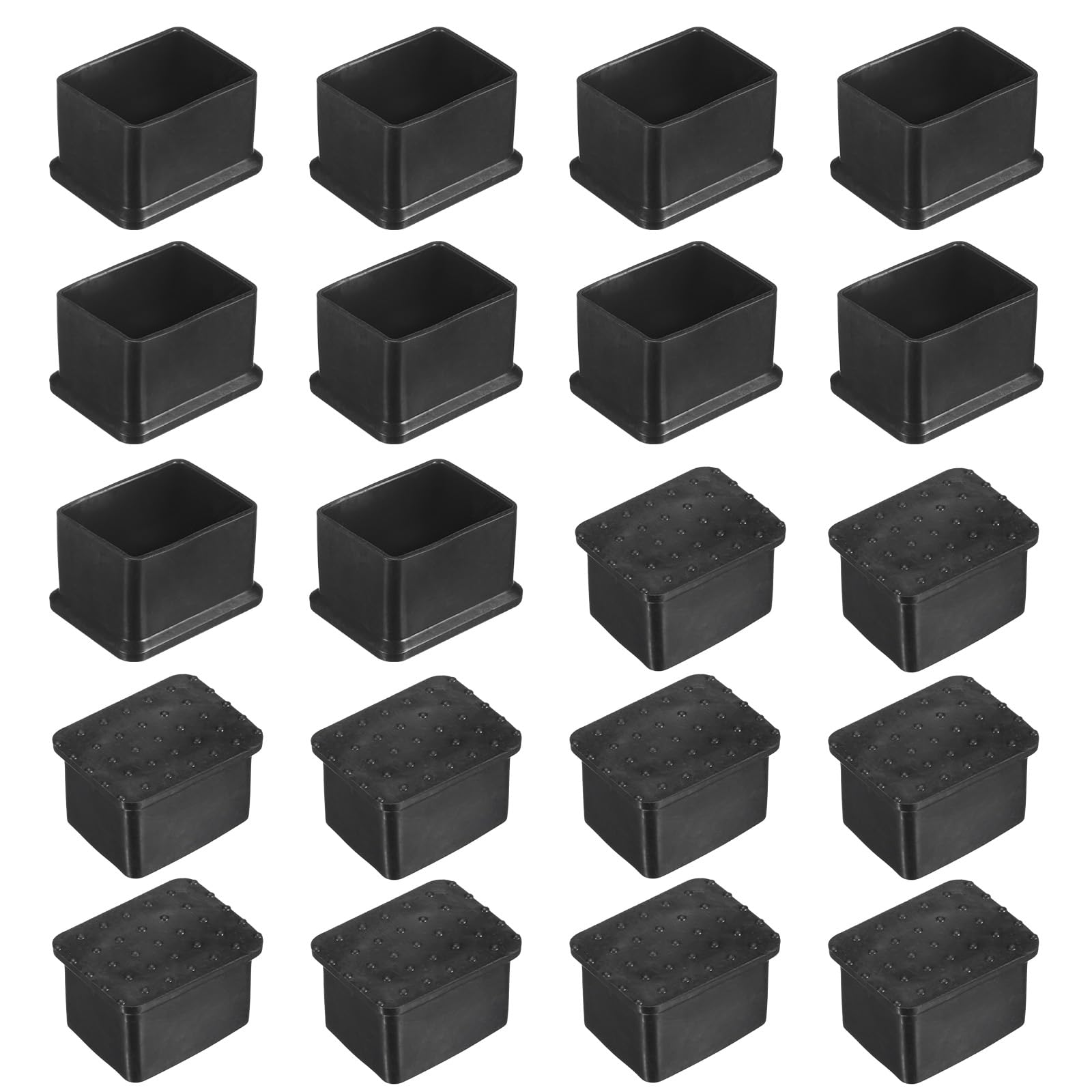 M METERXITY 20-Pack Rectangle Chair Leg Caps, 1.2 x 1.57" (30 x 40mm) PVC Chair Leg Floor Protectors for Chairs/Table/Bed
