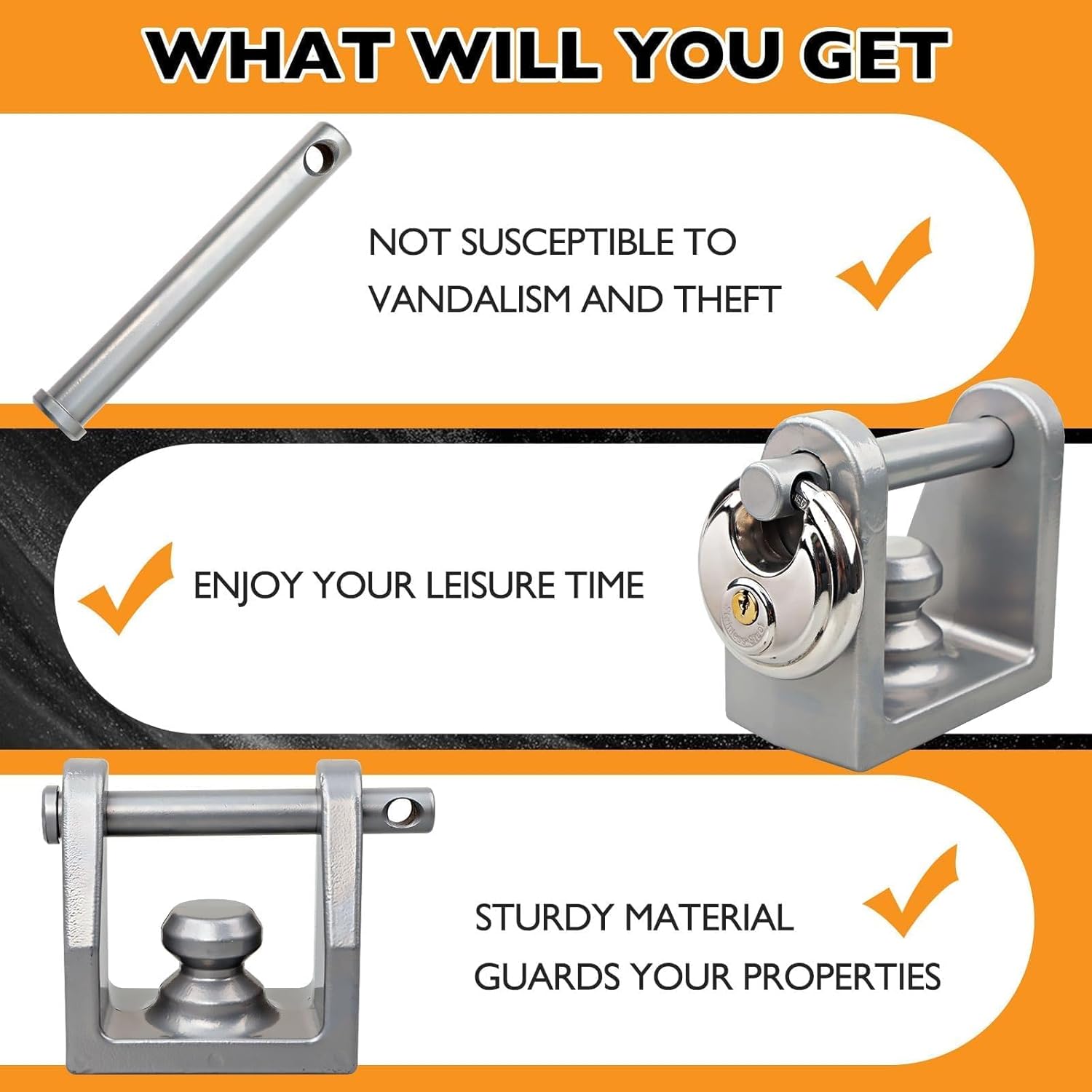 HQPASFY Hitch Coupler Lock Fits for Bulldog Style Couplers, Heavy-Duty Trailer Hitch Lock with Pin for Bulldog Style Couplers - Silver
