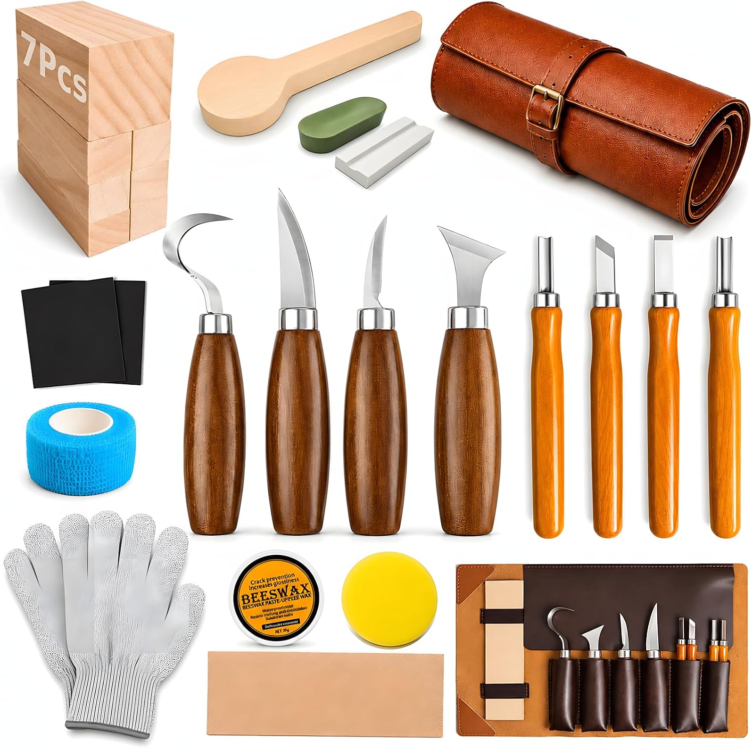 26Pcs Wood Carving Kit for Beginners, Christmas Woodworking Gifts for Men
