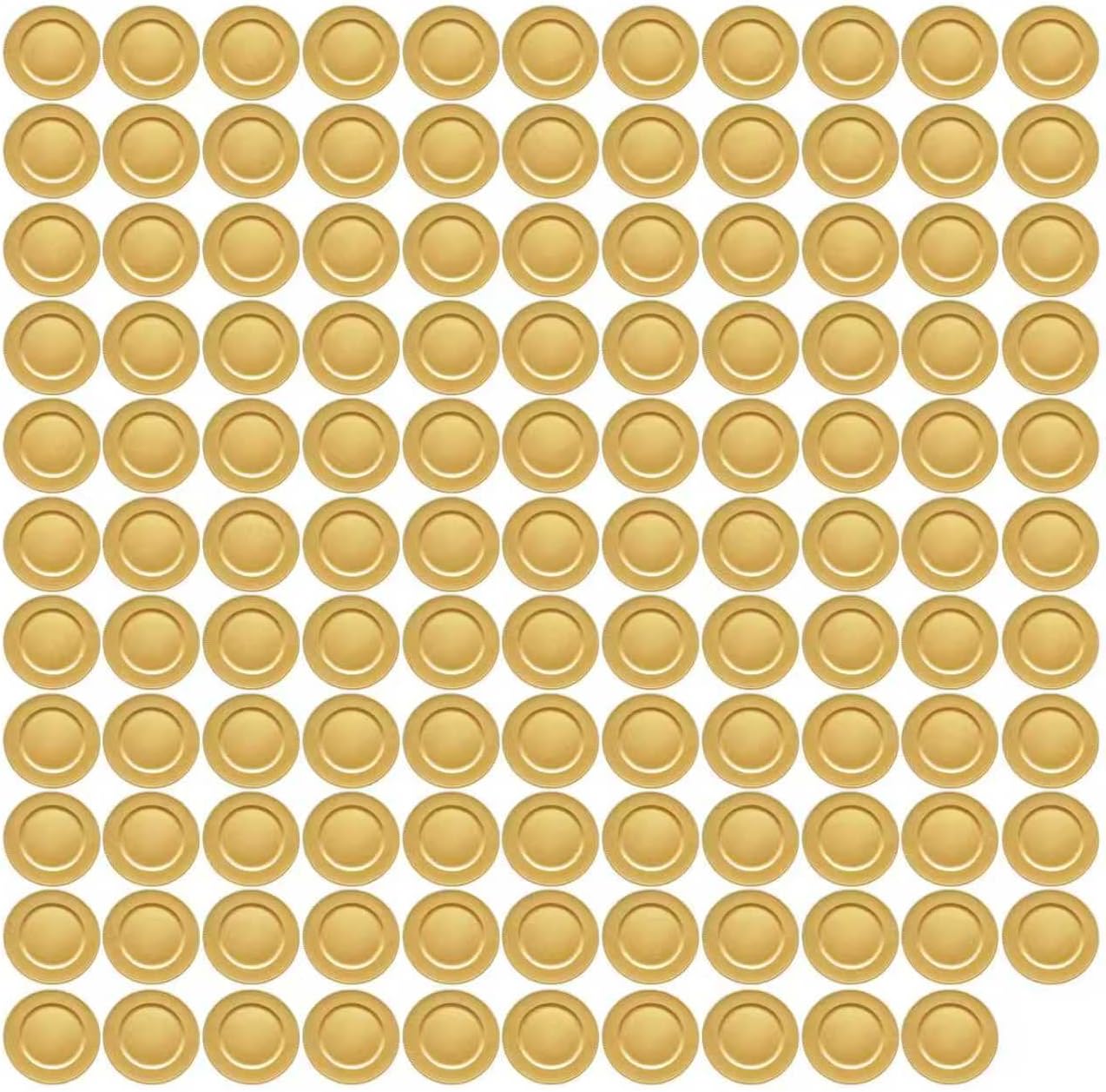 120-Pack Gold Charger Plates 13" – Durable PP Round Disposable/Reusable Dinner Chargers, Bulk Wedding Banquet Catering Table Setting, Holiday Party Placemats