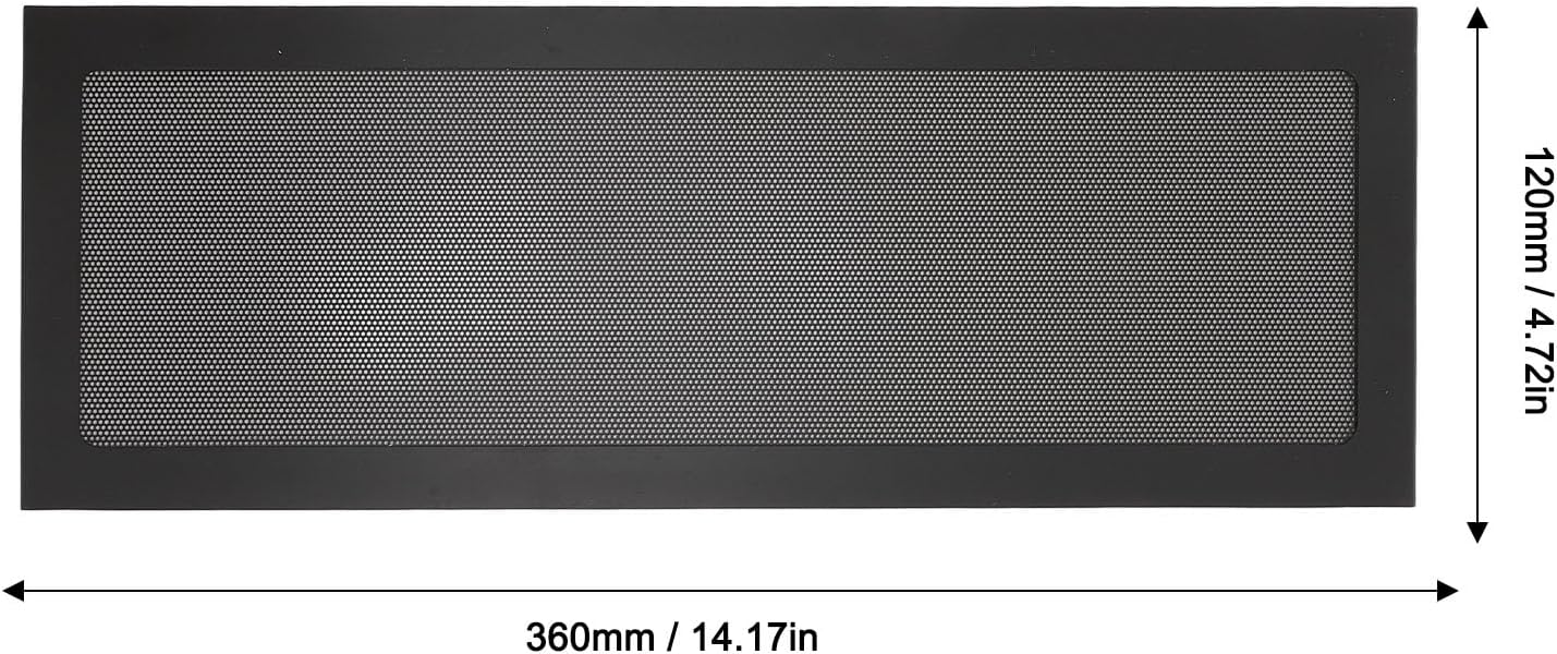 120 x 360mm PC Case Dust Mesh Filter, 2Pcs Magnetic Frame PC Fan Dust Filter, Fine Mesh Computer Fan Filter Grills, Computer Cooler Fan Dust Filter for Computer PC Case (Black)