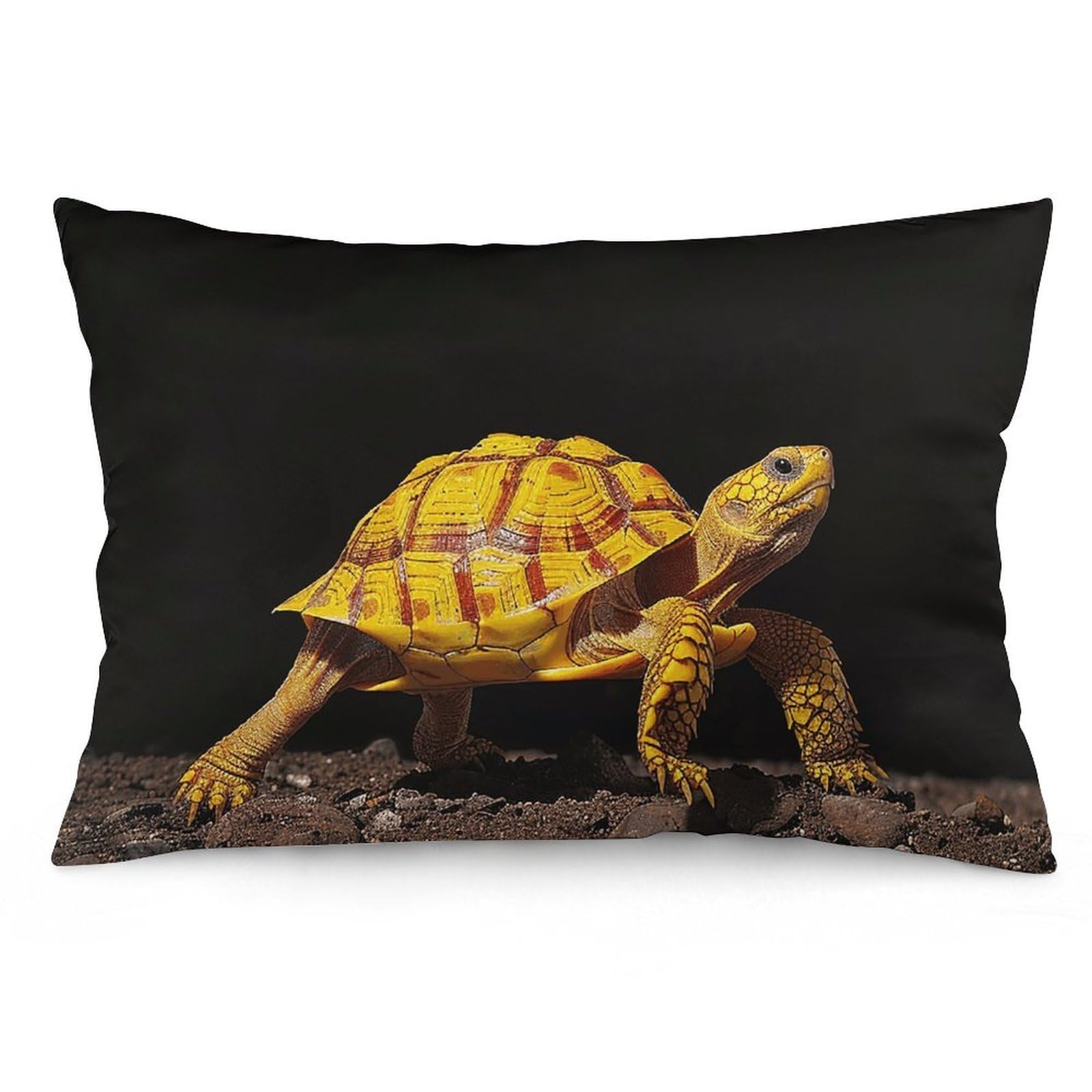 2 Pack Pillow Cases for Hair and Skin, Soft Breathable Pillow Case Covers with Hidden Zipper, Turtle Ground Walking Pillowcase 12 "x20 Pillow Covers for Sleeping Gift