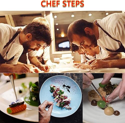 Miniatura 3 de Juego de 3 pinzas de cocina de acero inoxidable, pinzas de precisión para cocinar, diseño de alimentos (6.3 pulgadas)