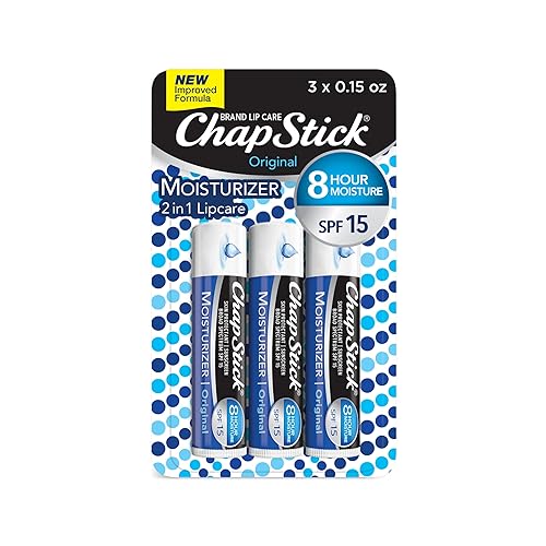 ChapStick - Hidratante para labios y protector de piel sabor original 1 ampolla de 3 unidades Tubo de bálsamo labial protector solar SPF 15 3