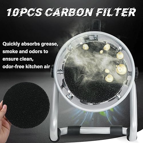 Miniatura 4 de Campana extractora portátil, ventilador de cocina de aire fuerte para cocinar, campana extractora de encimera con 10 filtros de carbón activado,