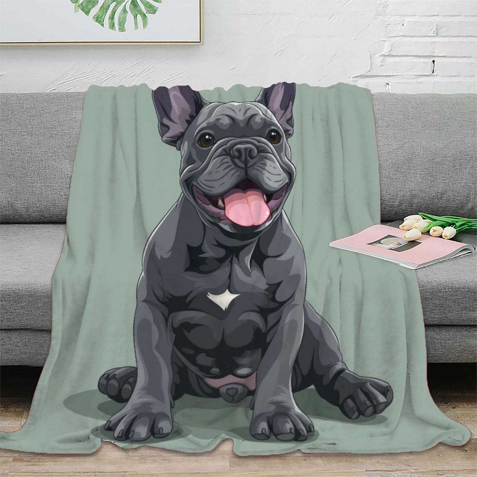 Nraopevvd Style-7 3D Printed French Bulldog Throw Blanket Soft And Warm Super Soft Cozy Fuzzy Warm Throws With Anti-Wrinkle/Anti-Tarnishing Lightweight For Home Couch Bed Sofa Cozy Warm 40X50inch(100X130cm)