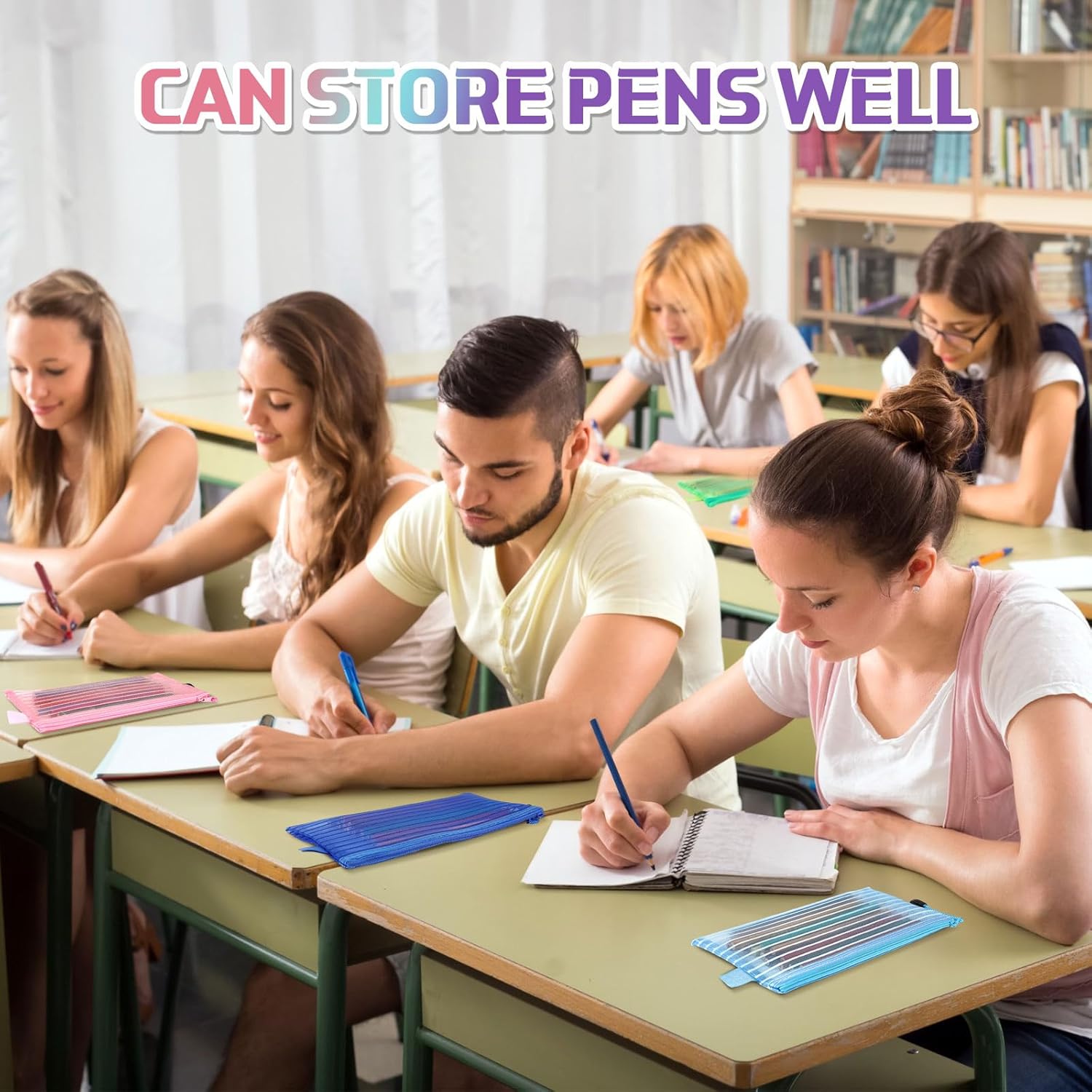 Zhehao 200 Pieces A6 Mesh Zipper Pouch Bulk Mesh Bags with Zipper Waterproof Small Pencil Pouches for School Office Supplies Organization 9.4 x 4.5 Inches (Bright Colors) - Image 4