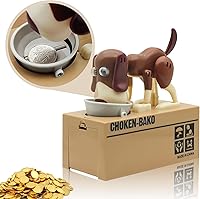 Vista 2 de Hungry Dog - Alcancía con diseño de perros lindos, roba monedas como monedas mágicas, caja de dinero, regalo de cumpleaños para niños