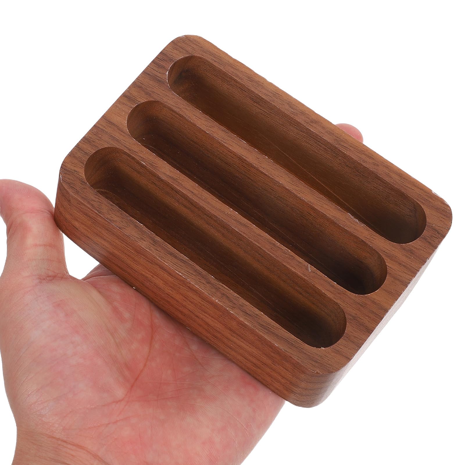 SHINEOFI 2piezas Tarjetero de Madera de Nogal Negro Estuche para Tarjetas de Visita Ranuras Pequeño Organizador para Oficina Hogar y Mesa de Escritorio