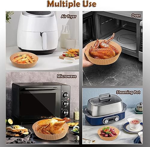 Miniatura 5 de BTONAS 7.9 pulgadas cuadrados para freidora de aire desechables de papel pergamino accesorios para freidora de aire sin blanquear, hojas
