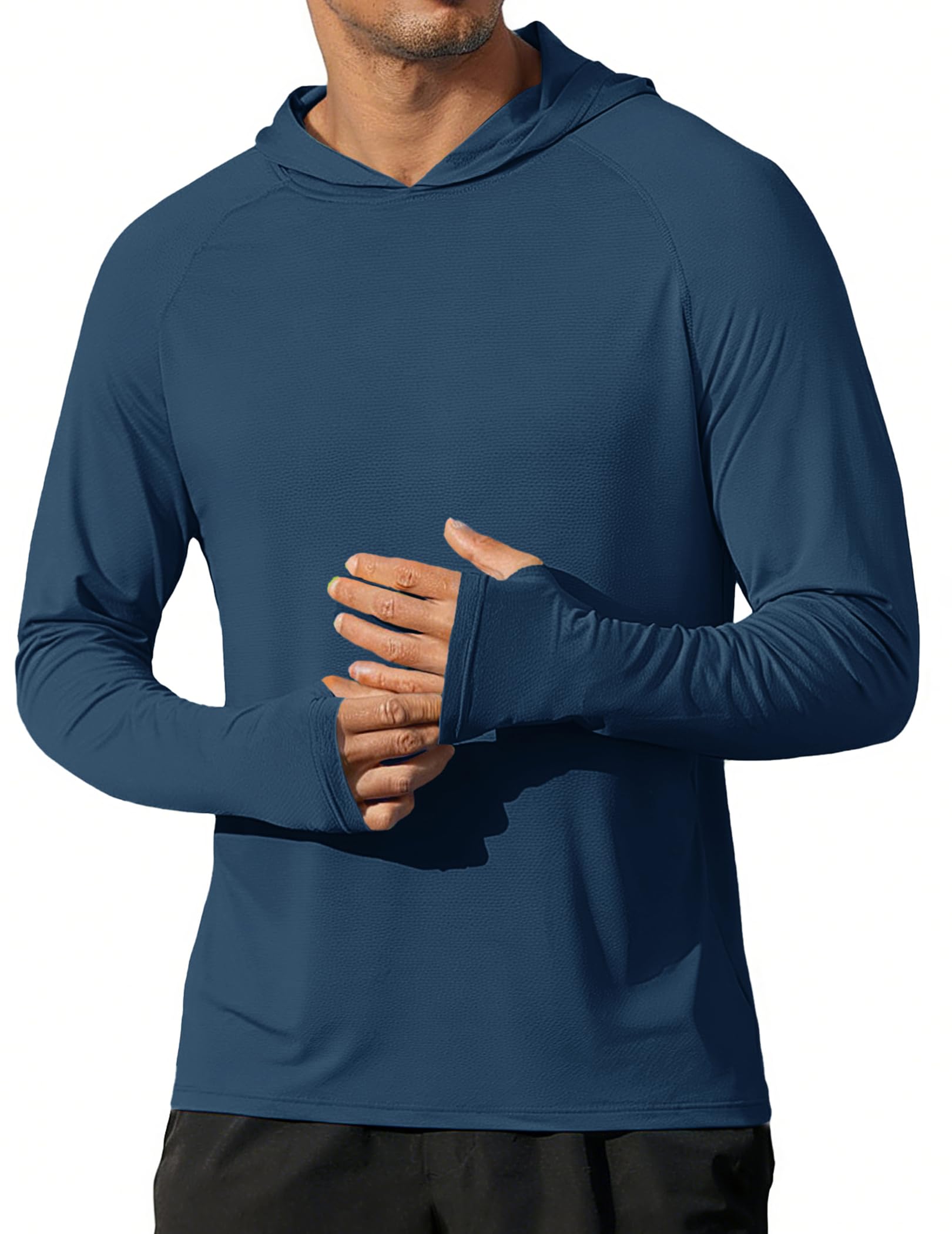 COOFANDY Sweat à capuche à manches longues UPF 50+ pour homme, protection solaire, léger, séchage rapide