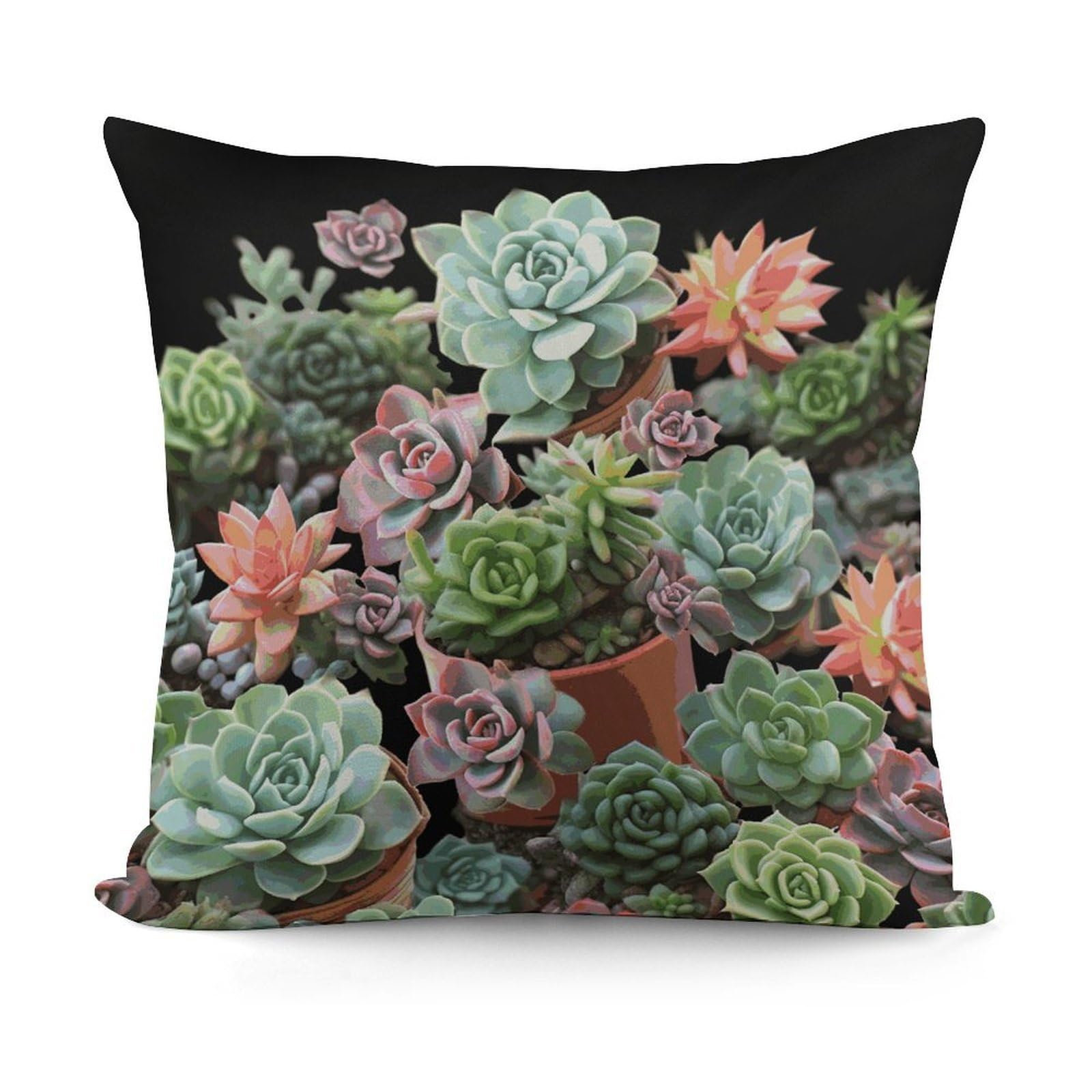 Adfgyerh Style Succulents Decorative Pillow Covers, Throw Pillow Covers Soft For All Seasons, Pillowcases For Couch Living Room Sofa Bedroom 18X18 Inch