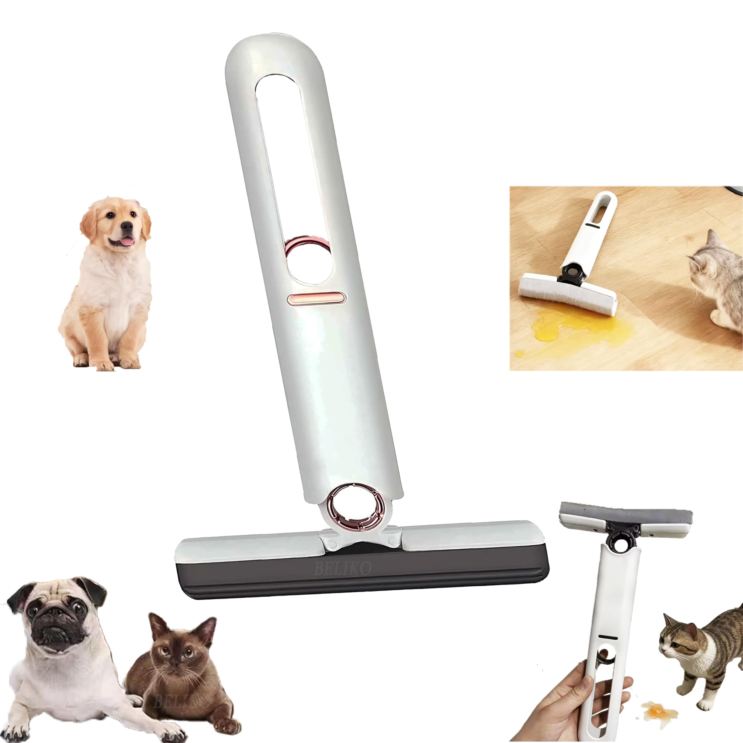 BELIKO Dog Urine Mop for Floor Cleaning | Portable Self-Squeeze Mini Sponge Mop for Pet Pee, Kitchen Tiles, Bathroom Floors & Glass | Strong Absorbent Head, Wet & Dry Use-image-45