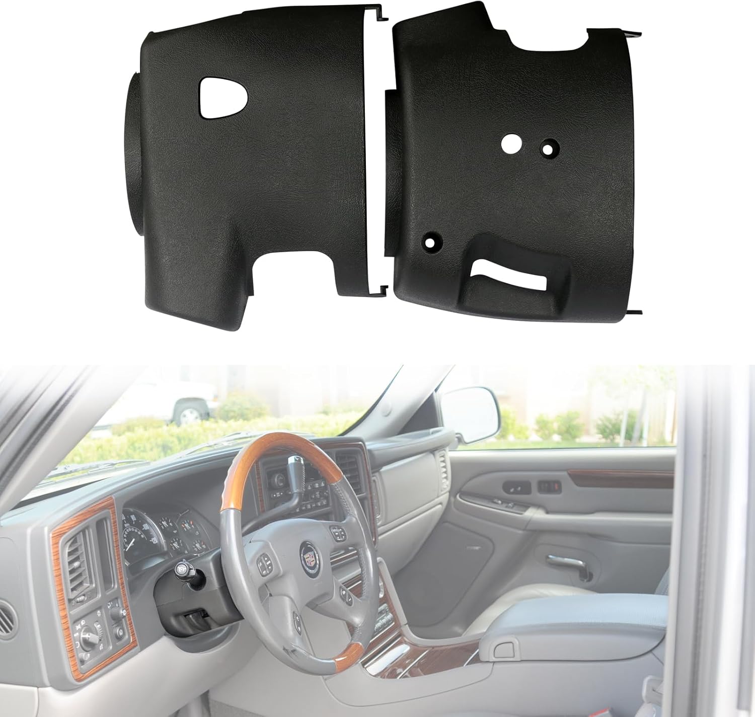Upper & Lower Steering Column Trim Cover Kit Compatible with 2003-2007 Chevy Silverado Suburban Tahoe GMC Sierra Yukon Replaces 26089140