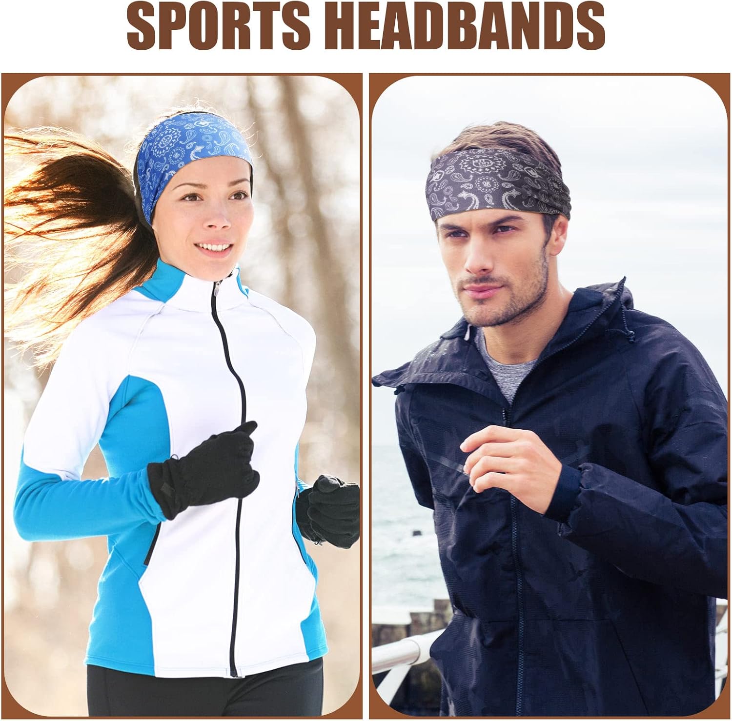 Men's Sweatbands for Workout and Sports - Camo Headband, Sweat Absorbing Wide Headband for Basketball, Football, Cycling, Running, Yoga, 4.7 x 9.8 Inch - Image 5
