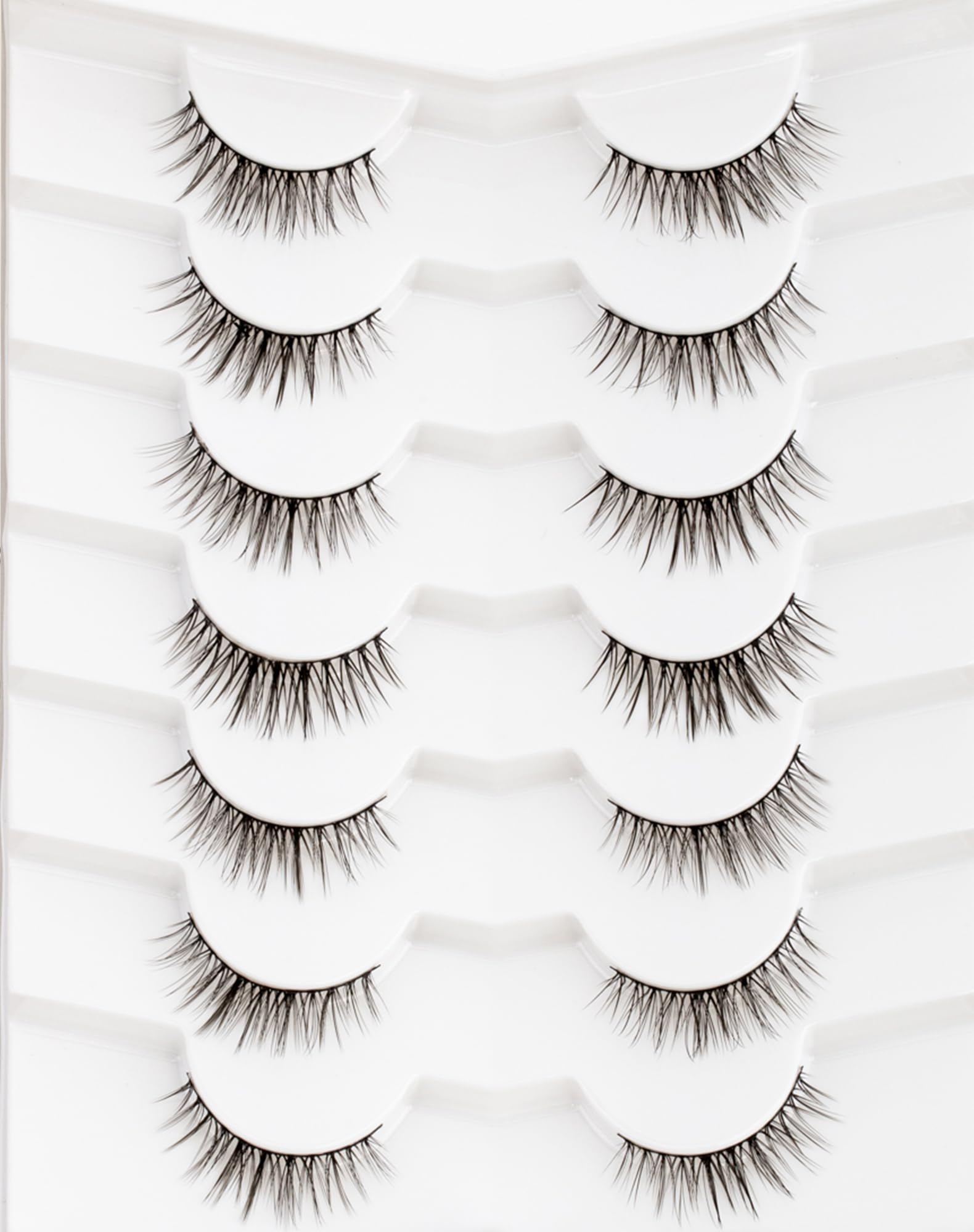 Onlyall Lashes Natural Look False Eyelashes Fluffy Fake Eye Lash Wispy D48, Black, 1 pair (Pack of 7)
