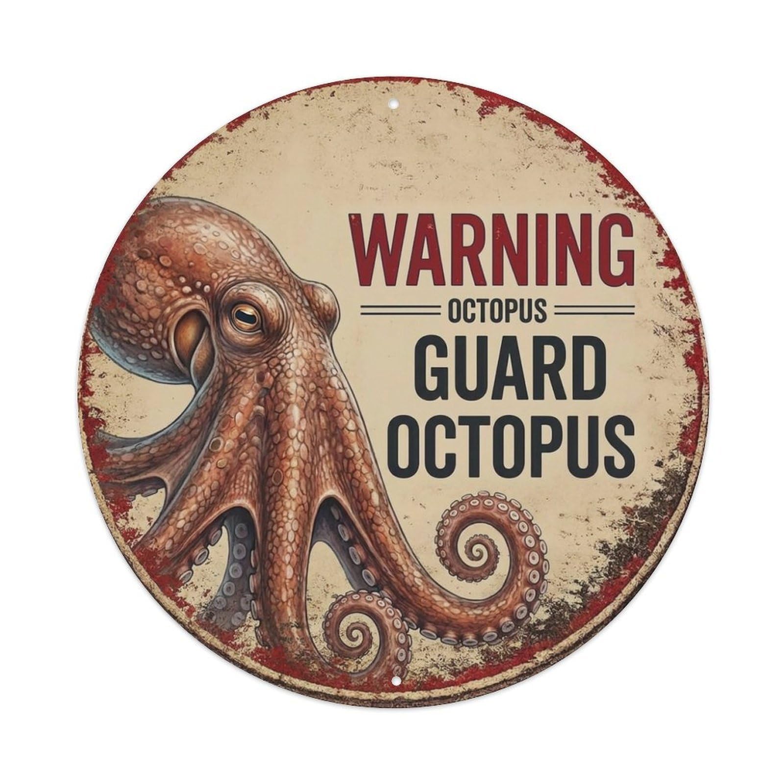 Tgrcjimh Style Metal Tin Sign Vintage Warning Octopus